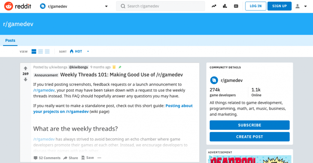 Reddit GameDev